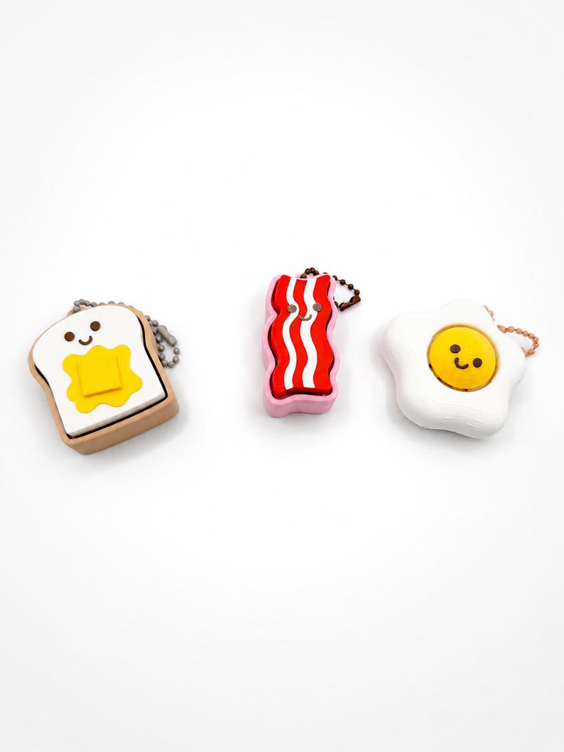 3D Printed Breakfast Clicker Keychains | Toast, Bacon, Egg Fidget Toys ...
