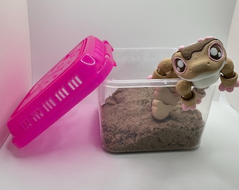Frosted Gecko – 3D Printed Articulated Fidget Toy with Small Plastic Container