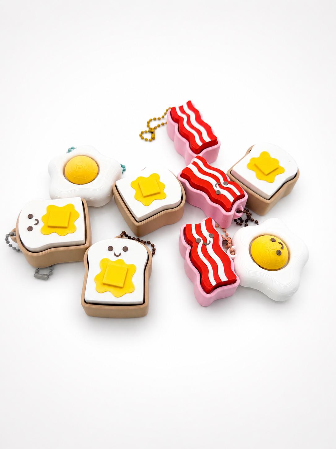 3D Printed Breakfast Clicker Keychains | Toast, Bacon, Egg Fidget Toys ...