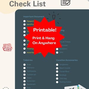 Printable Travel Checklist | Instant Download Customizable Packing List | Vacation Essentials Planner
