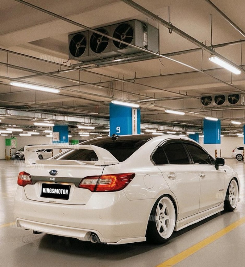 Pearl White Subaru Legacy rear wing spoiler, premium upgrade, slight color variations possible, express shipping to NZ & Australia