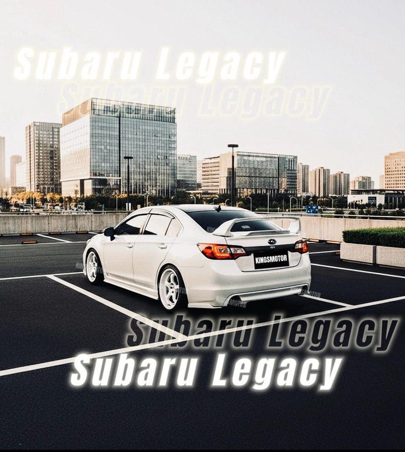 Premium Pearl White rear wing for Subaru Legacy 2003–2013, sporty style, shipping to NZ, Australia & Europe