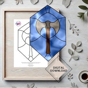 Viking Battle Axe Stained Glass Suncatcher Pattern (Digital Download)