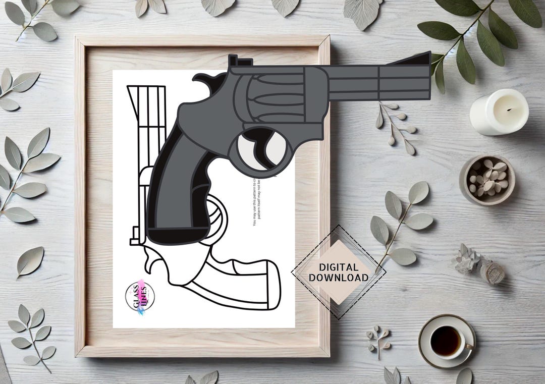 Revolver Wheel Handgun Stained Glass Pattern - Digital Download for DIY ...