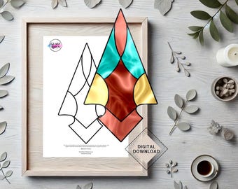 Motif attrape-soleil en forme de pointe de flèche du sud-ouest en verre teinté - Téléchargement numérique pour bricolage, oeuvre d'art en verre, fenêtres, panneaux