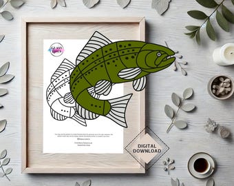 Fish Animal Stained Glass Suncatcher Pattern - Digital Download for DIY Glass Art, Windows, Panels