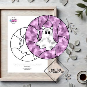 Ghost Cat Kitten Animal Stained Glass Suncatcher Pattern - Digital Download for DIY Glass Art, Windows, Panels