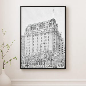Willard Hotel, Washington D.C. – Historic Architectural Sketch, Timeless Landmark Art Print