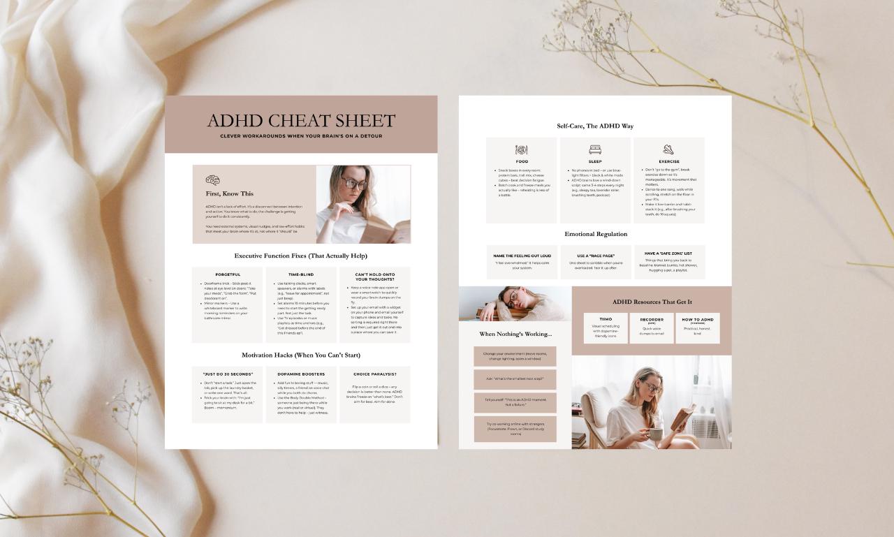 ADHD Cheat Sheet Printable, ADHD Coping Strategies, Executive Function ...