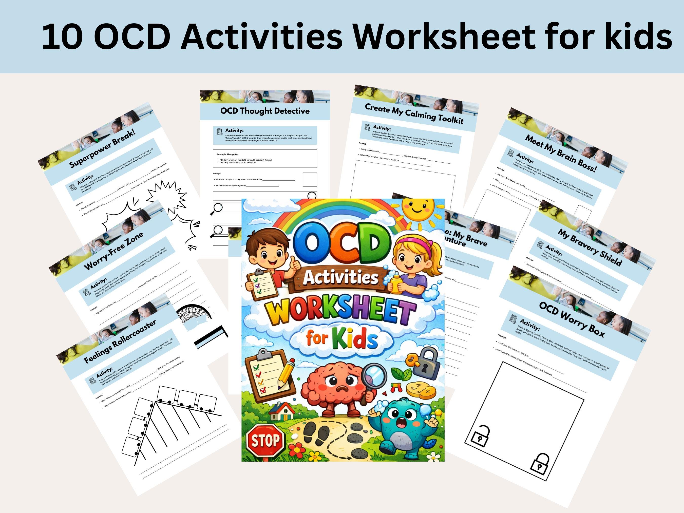 Ocd Map Worksheet OCD Activities Worksheet for Kids, Anxiety Coping Skills Worksheet, OCD ...