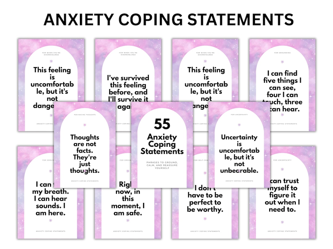 Anxiety Statement Flash Cards, Mental Health Affirmation Card, Calm ...