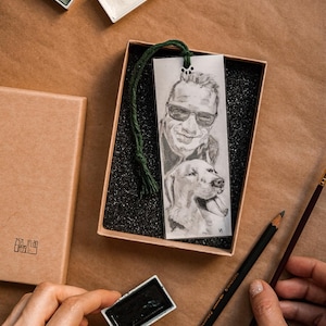 Familienporträt nach Foto, Geschenk für Männer, die alles haben, Auftragsmalerei, Lesezeichen Buchliebhaber