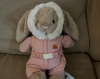 Jellycat plush Bashful Bunny 'Snow Suit' 12.2in x 4.7in x 3.5in