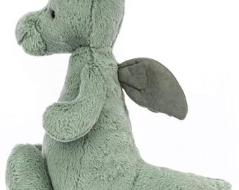 Jellycat Bashful Dragon, Medium 12.2in X 4.7in X 3.5in Authentic