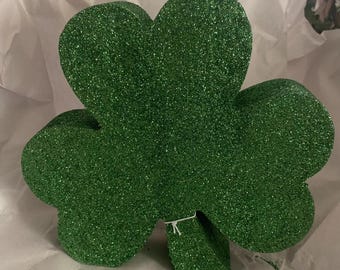 St Patricks Day Glitter Shamrock Tabletop Decor Irish Leprechaun