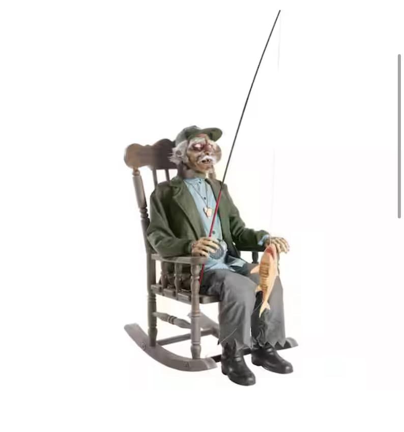 Animatronic Rocking Chair Home Accents Holiday6.5 Ft. Dead Water Animated LED Fisherman in ...