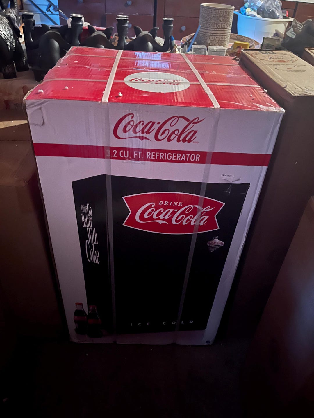 3.2立方フィート コカコーラ冷蔵庫（ブラック、冷凍庫付き）小型冷蔵庫