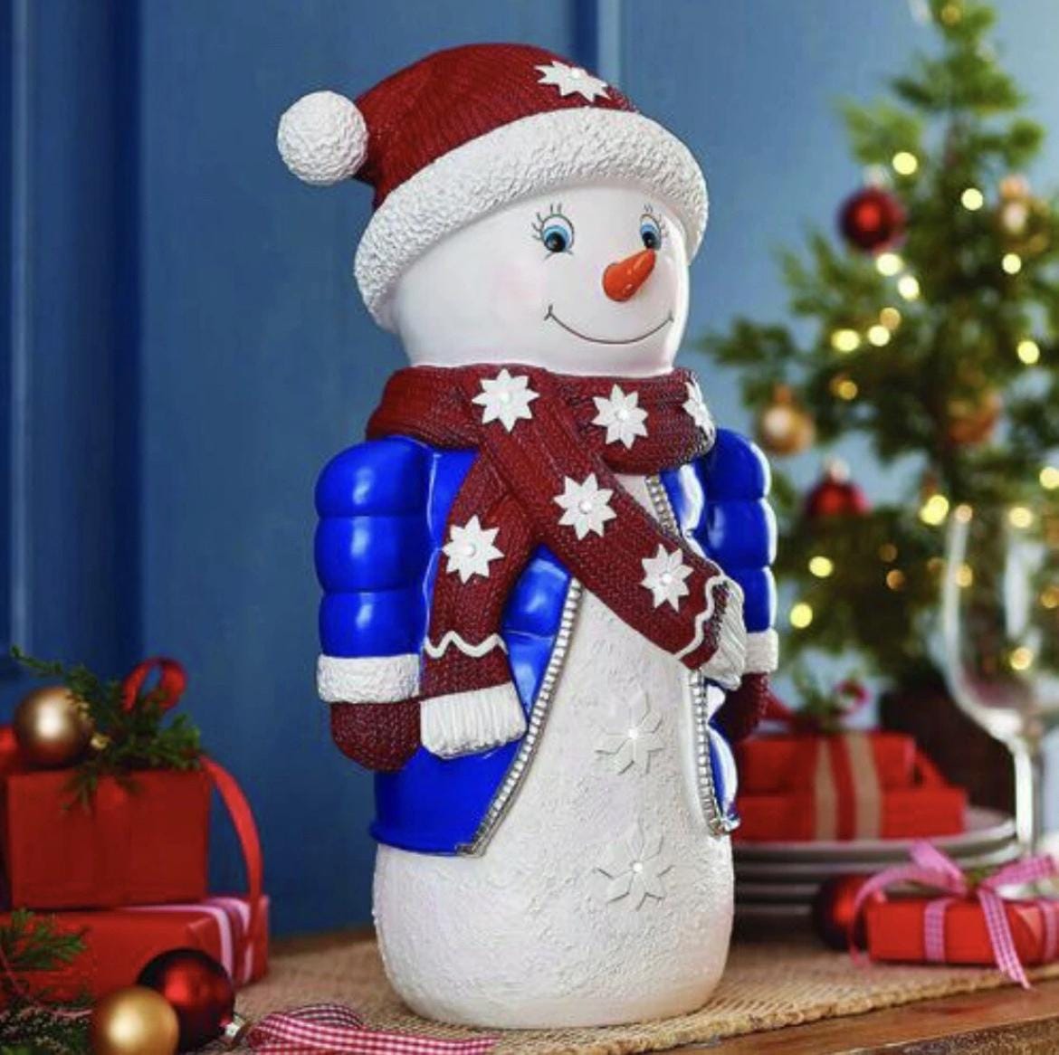 18.5” LED Resin Light up Snowman Statue 2 Light Modes Made in