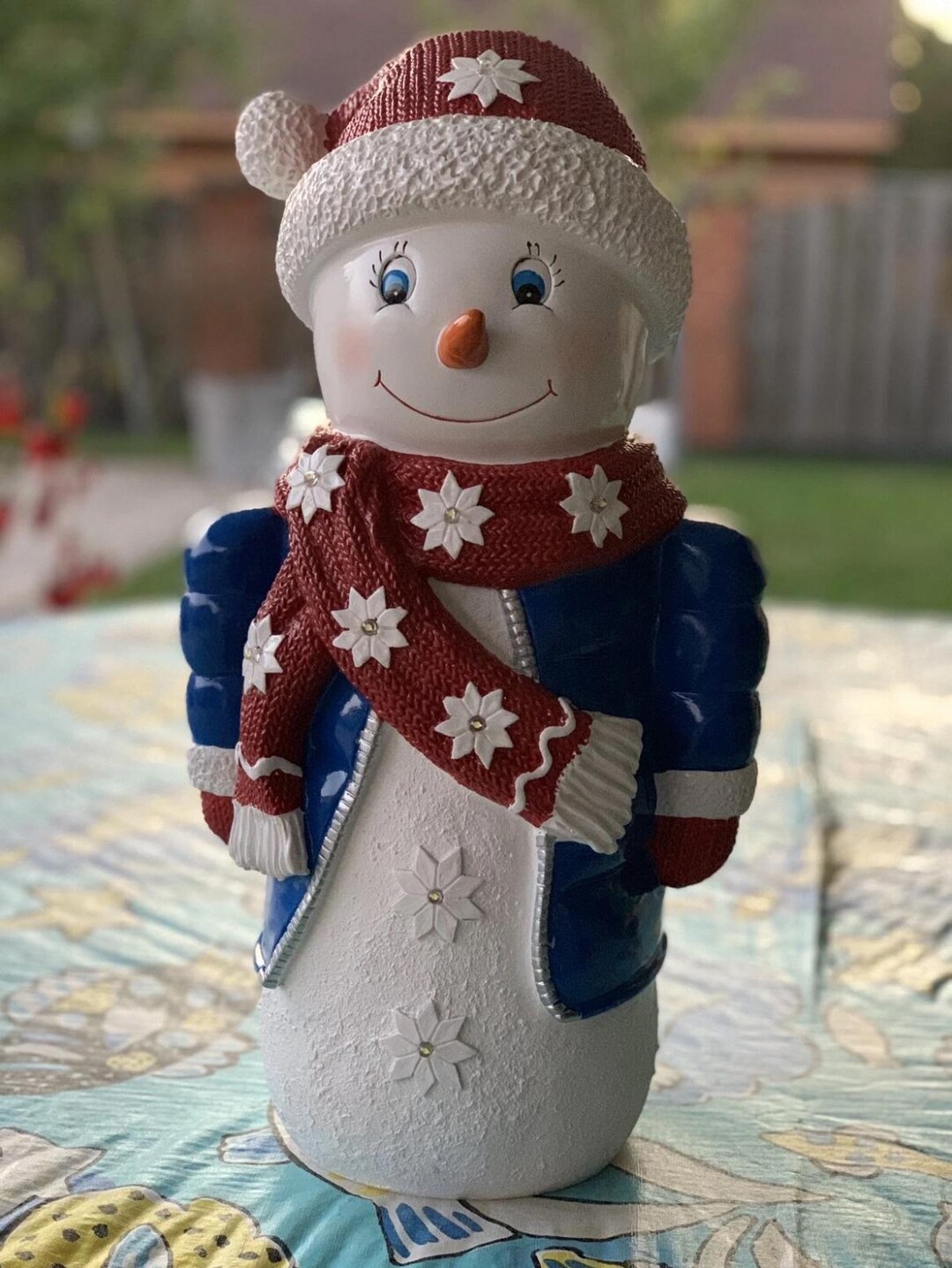 18.5” LED Resin Light up Snowman Statue 2 Light Modes Made in