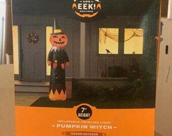 Hyde and Eek! Boutique Halloween 7&#39; LED Inflatable Pumpkin Witch Airblown