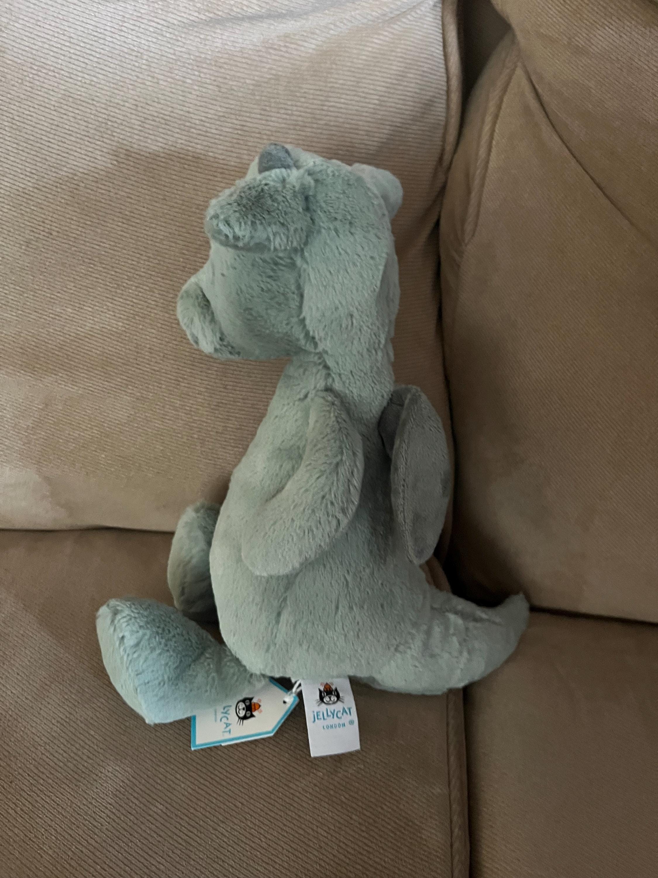 Jellycat Bashful Dragon, Medium 12.2in X 4.7in X 3.5in Authentic