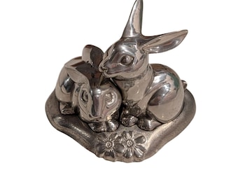 レノックス製ピューター製うさぎ型ソルト＆ペッパーシェーカー装飾キッチンセット