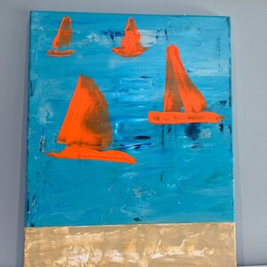 abstract sailboats - acrylic on canvas