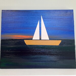 Sunset sailboat - original acrylic on canvas