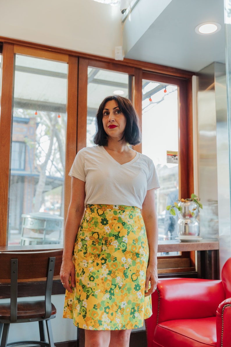 Yellow Floral Laurel Canyon A Line Skirt image 3