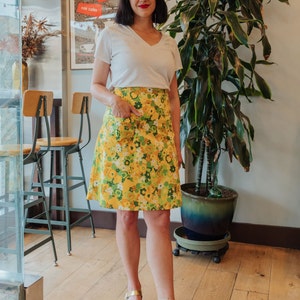 Yellow Floral Laurel Canyon A Line Skirt image 1