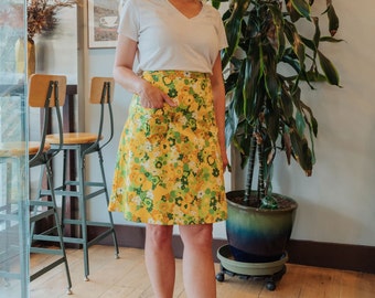 Yellow Floral Laurel Canyon A Line Skirt