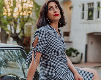 Black & White Gingham print Shirtdress