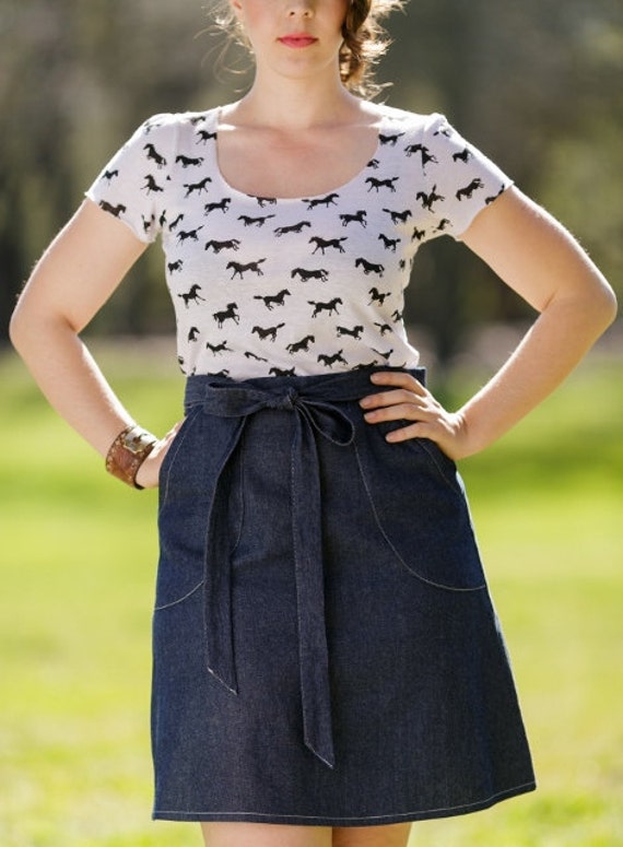 Denim 70's Wrap Skirt