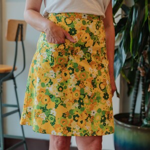 Yellow Floral Laurel Canyon A Line Skirt image 2