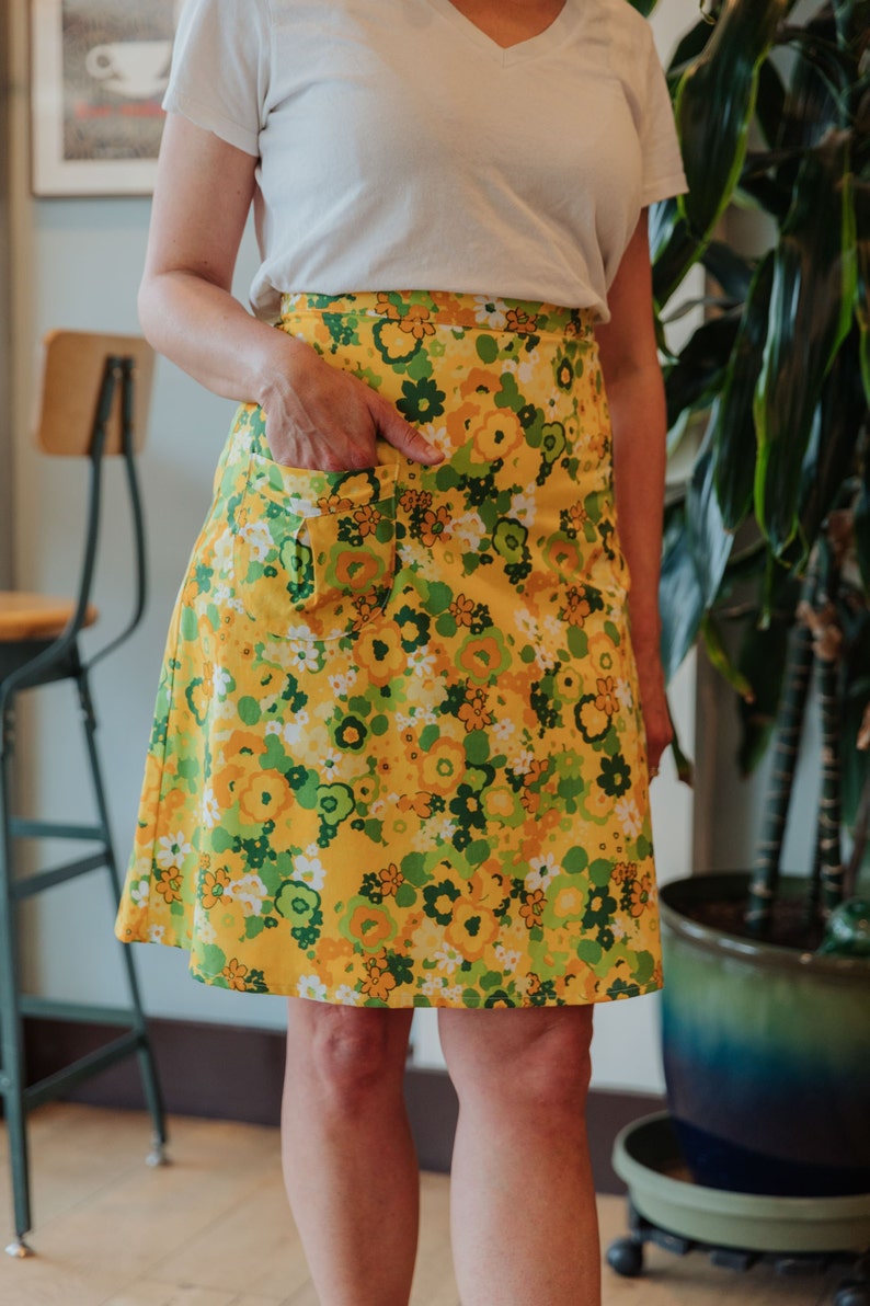 Yellow Floral Laurel Canyon A Line Skirt image 2