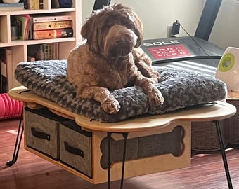 Modular Raised Dog Bed Platform – Elevated Pet Bed Base, Wood Frame with Metal Legs, Customizable Dog Furniture