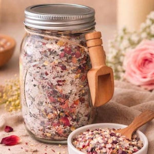 Luxury Botanical Bath Salts | Lavender Rose Orange | Essential Oil Bath Soak | Apothecary | Gift For Her | Herbal Bath Salts