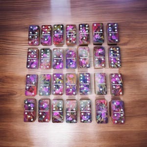 Custom Holographic Handcrafted Domino Set – Personalized Game Set with text or logo, Unique Gift