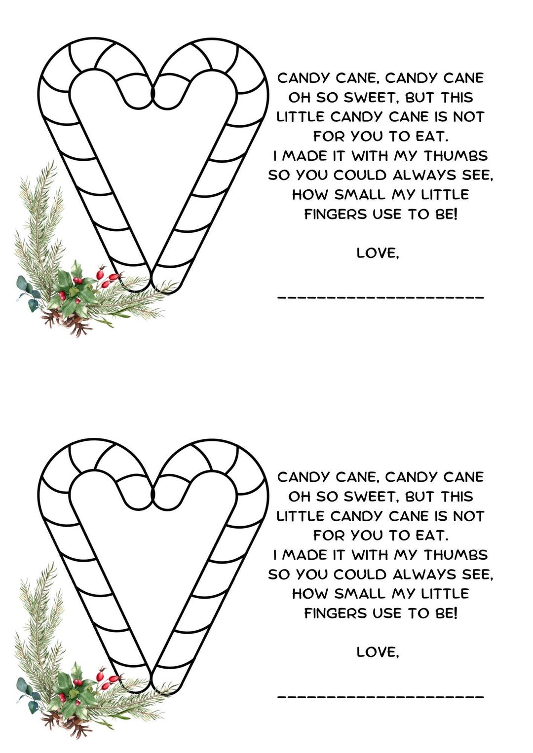 Fingerprint Candycane Template Etsy Fingerprint Candycane Template Etsy