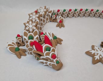 Gingerbread Dragon - 3D Printed 27 inch Articulated - Holiday Decor!