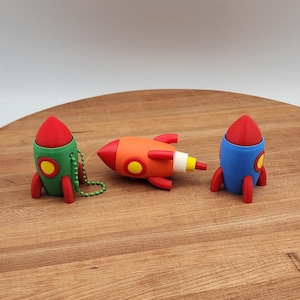 Single Rocket Ship Fidget Clicker- Keychain