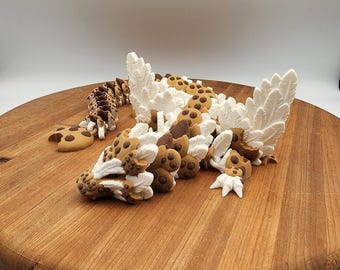 Milk and Cookies Dragon Fidget Toy: Foldable Wings- 3D Printed