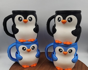 Animal Pint Ice Cream Holder With Spoon Slots- Penguin- 3D Printed