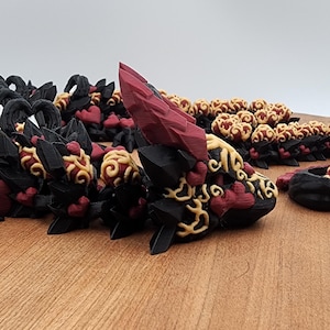 Dark Heart Dragon- 3D Printed- Articulated