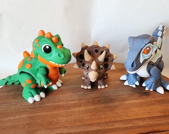 Dinosaurs- Articulated- 3D Printed- Velociraptor- T-rex- Triceratops