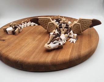 S'mores Dragon Fidget Toy: Foldable Wings- 3D Printed- Articulated