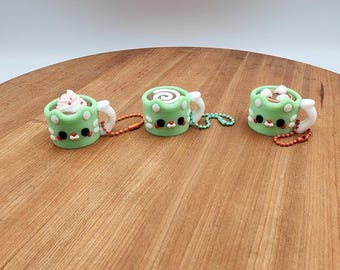 Kitten Hot Cocoa Cup Fidget Clicker- Keychain