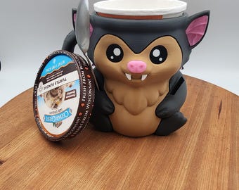 Animal Pint Ice Cream Holder With Spoon Slots- Bat - 3D printed