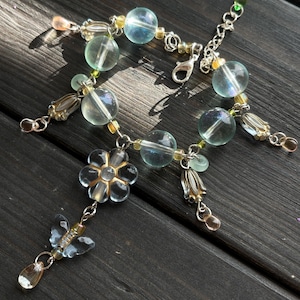 Whimsical Beaded Fairy Bracelet: Handmade Green & Blue Charm Jewelry