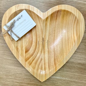 Wood Heart Prayer Bowl/Prayer Cards/Modern/Farmhouse/Cross/Blessing Bowl/Gift/Trinket/Devotion Bowl/Catch All/Religious Gift/Valentines Gift